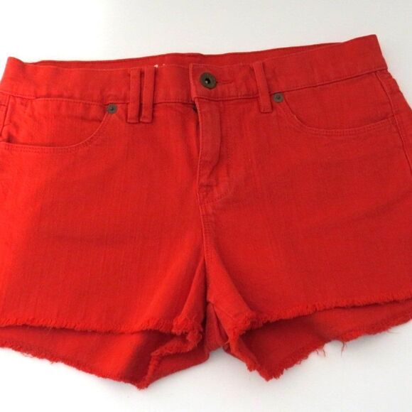 Madewell Denim Shorts Women's Size 26 Raw Hem 5 Pocket Stretch Red - Picture 2 of 6